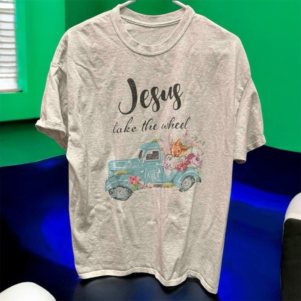Graphic Tee - Cream with Blue Truck Design XL - Picture 2 of 6